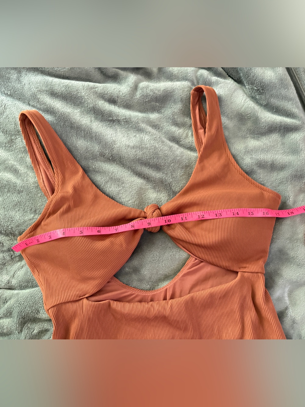 AERIE ribbed one knot tie swimsuit Terracitta monokini one piece swimsuit L EUC - Picture 11 of 12